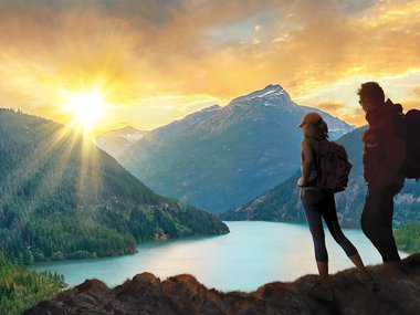 Couple hiking for Dome film Into America's Wild