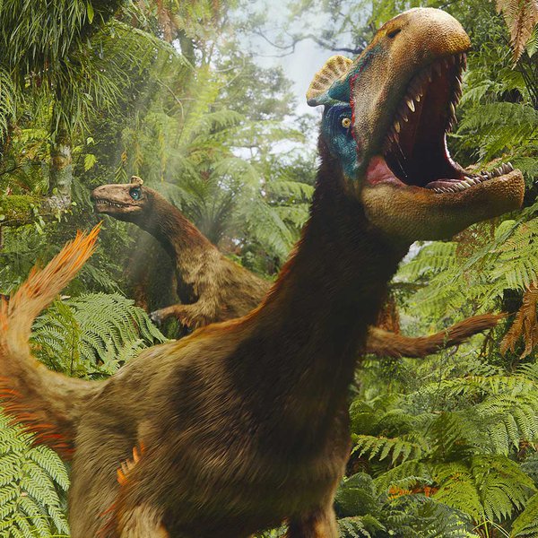 Image of a dinosaur in Antarctica roaring