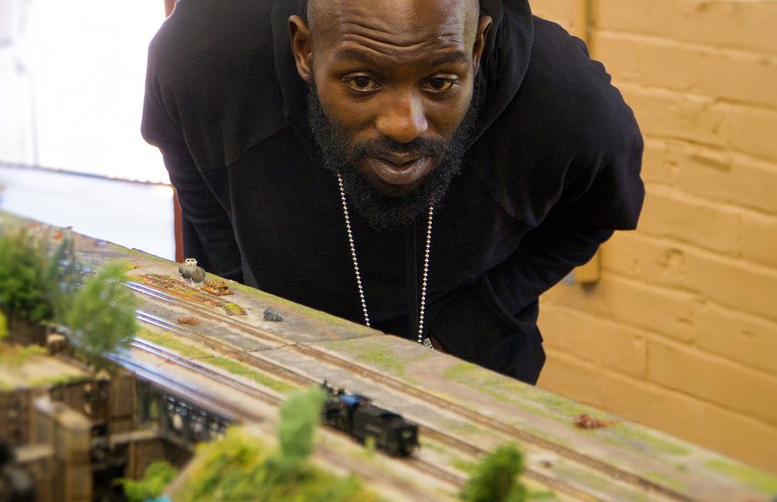 Guest enjoys minture train at Rail Days at the Danville Science Center