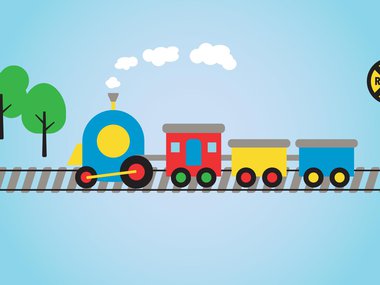 Illustration of a robot pulling a train