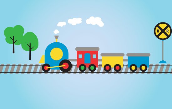 Illustration of a robot pulling a train