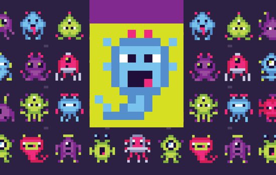 Illustrations of pixel characters for the Cool Character Creations Creativity Lab