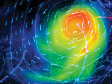 Image showing radar map of extreme weather with different colors of precipitation intensities
