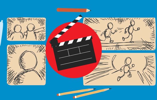 illustration of varying scenes from a movie screen