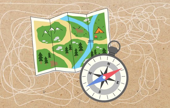 illustration of a compass and a map